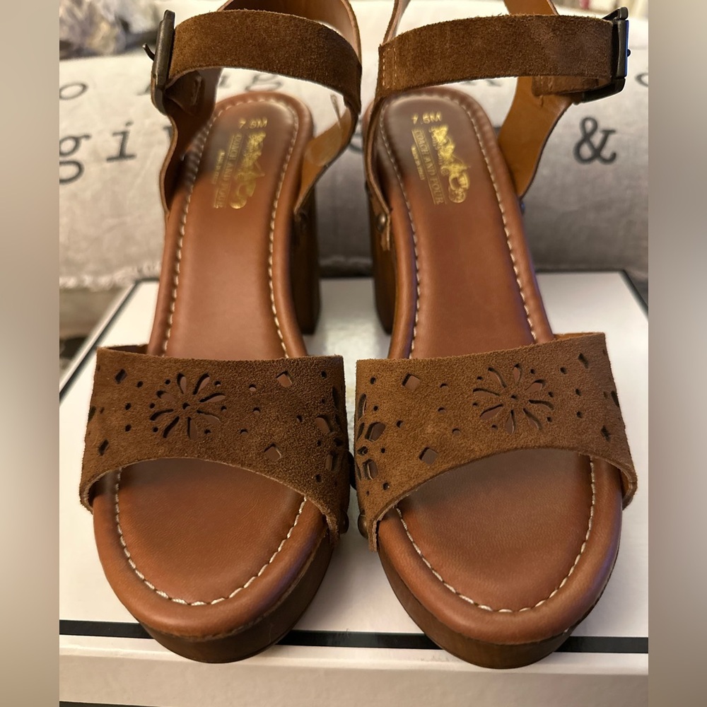 Coach And Four Farro Luggage Suede Sandals